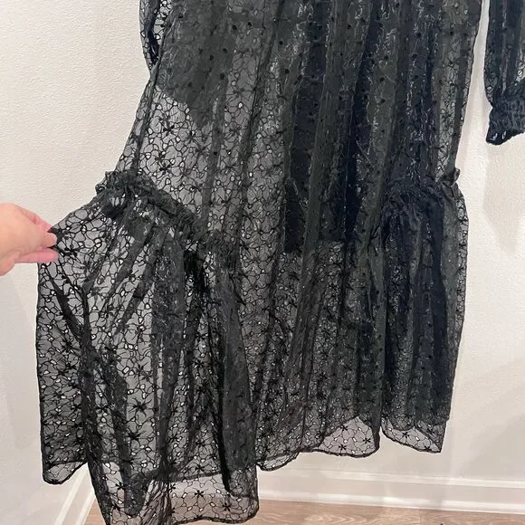 H&M HM Conscious Organza Kaftan DRESS Black BLOGGERS SOLD OUT STYLE Medium - Picture 7 of 11